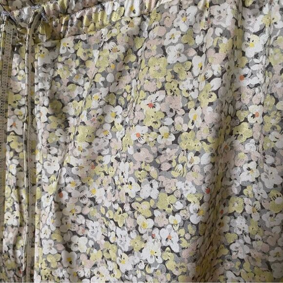 Jason Wu Pajama Shorts Lace Trim Satin Runner Stretch Yellow Floral Comfy Cute - Picture 4 of 11